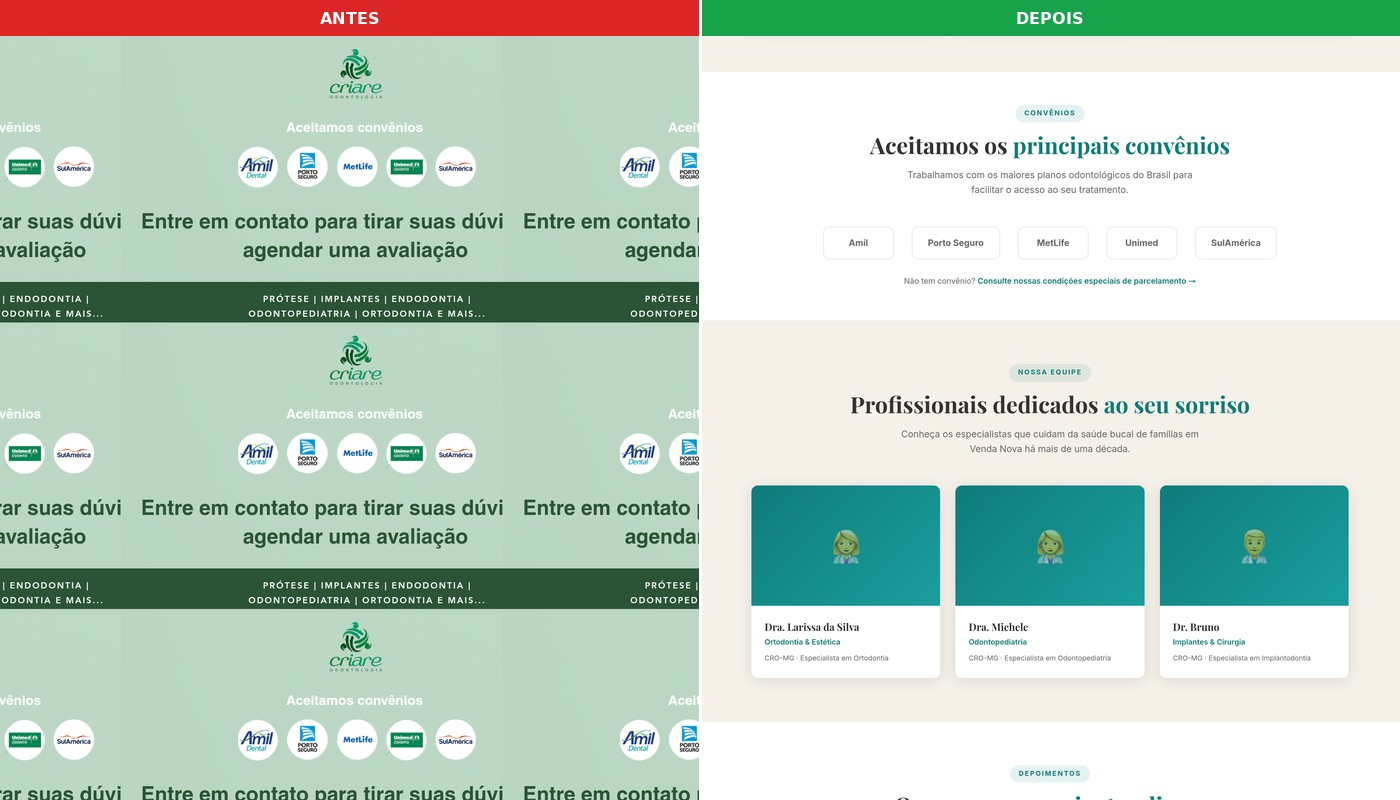 Antes e depois — Criare Odontologia